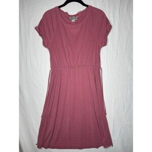 Anthropologie Saturday Sunday Sz XS Pink Modal Ribbed Stretchy Flare Shift Dress
